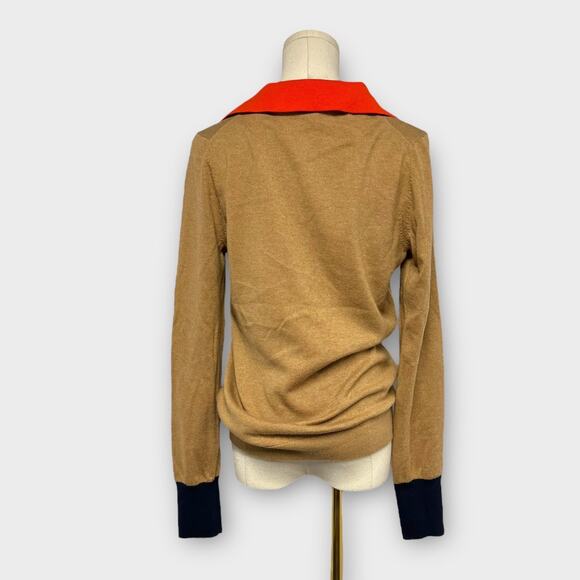 Boden Collar Colorblock Sweater in Camel Melange Size 4 - Picture 4 of 8